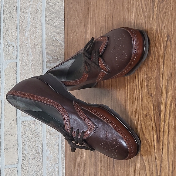 BALLY Wedge Leather Oxford Teo Toned Mahogany/Espresso - Picture 1 of 12